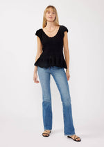 Flutter Sleeve Crochet Peplum Top