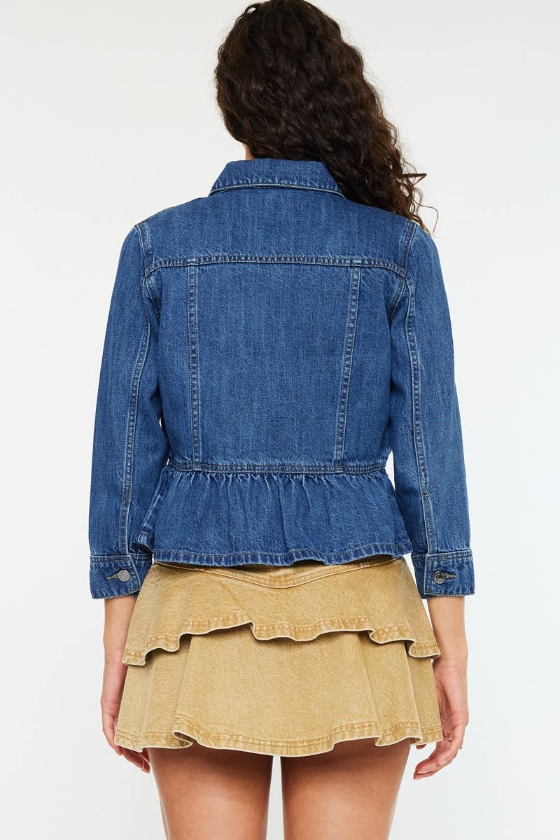 KanCan Classic Fit Peplum Denim Jacket