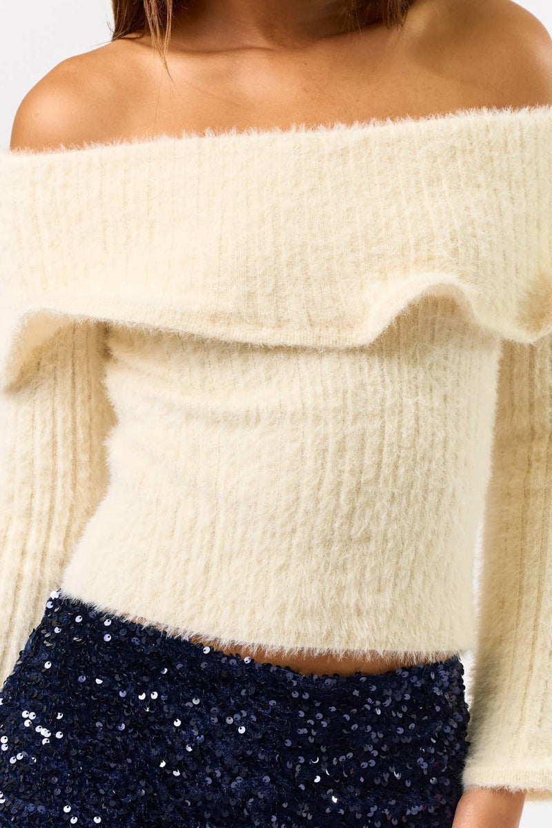 Off-the-Shoulder Wire Sweater Top