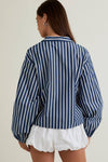 Stripe Long Sleeve Tie Top