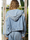 Vintage Washing Double Gauze Stud Hoodie Jacket