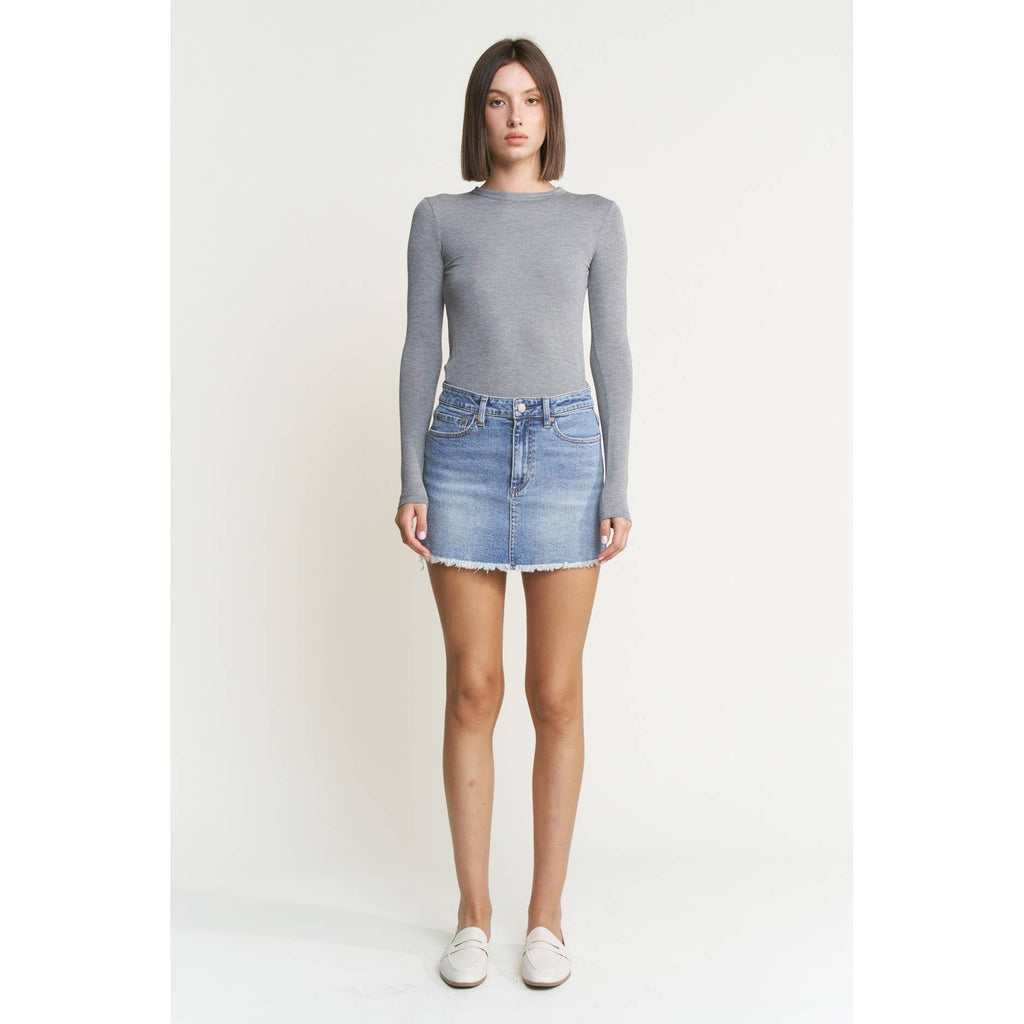 Mica Denim Mini Skirt W/ Raw Hem