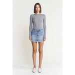 Mica Denim Mini Skirt W/ Raw Hem