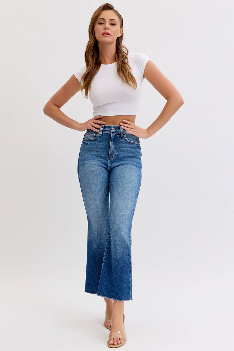 High Rise Crop Flare Jeans