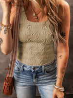Floral Jacquard Square Neck Tank Top