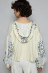 Balloon Sleeve Double Gauze Floral Placket Jacket