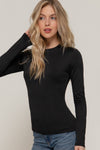 Long Sleeve Crew Neck Double Layer ITY Knit Top