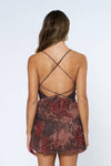 Mesh Back Lace-Up Mini Dress