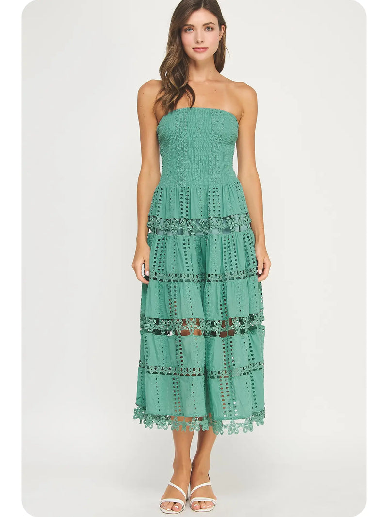 Eyelet Lace Tube Dress Beryl Green / Medium Eyelet Lace Tube Dress Beryl Green / Medium