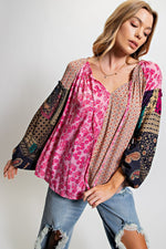 Vintage Boho Printed Challis Blouse