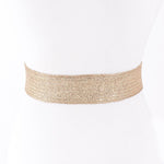 Hammered Metal Buckle Metallic Stretch Belt