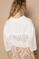 Designed In Collar Neck Short Sleeve Relaxed Fit Jacket Top