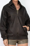 Boxy Faux Leather Oversized Jacket