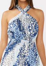 Floral Patchwork Halter Neck Mini Dress