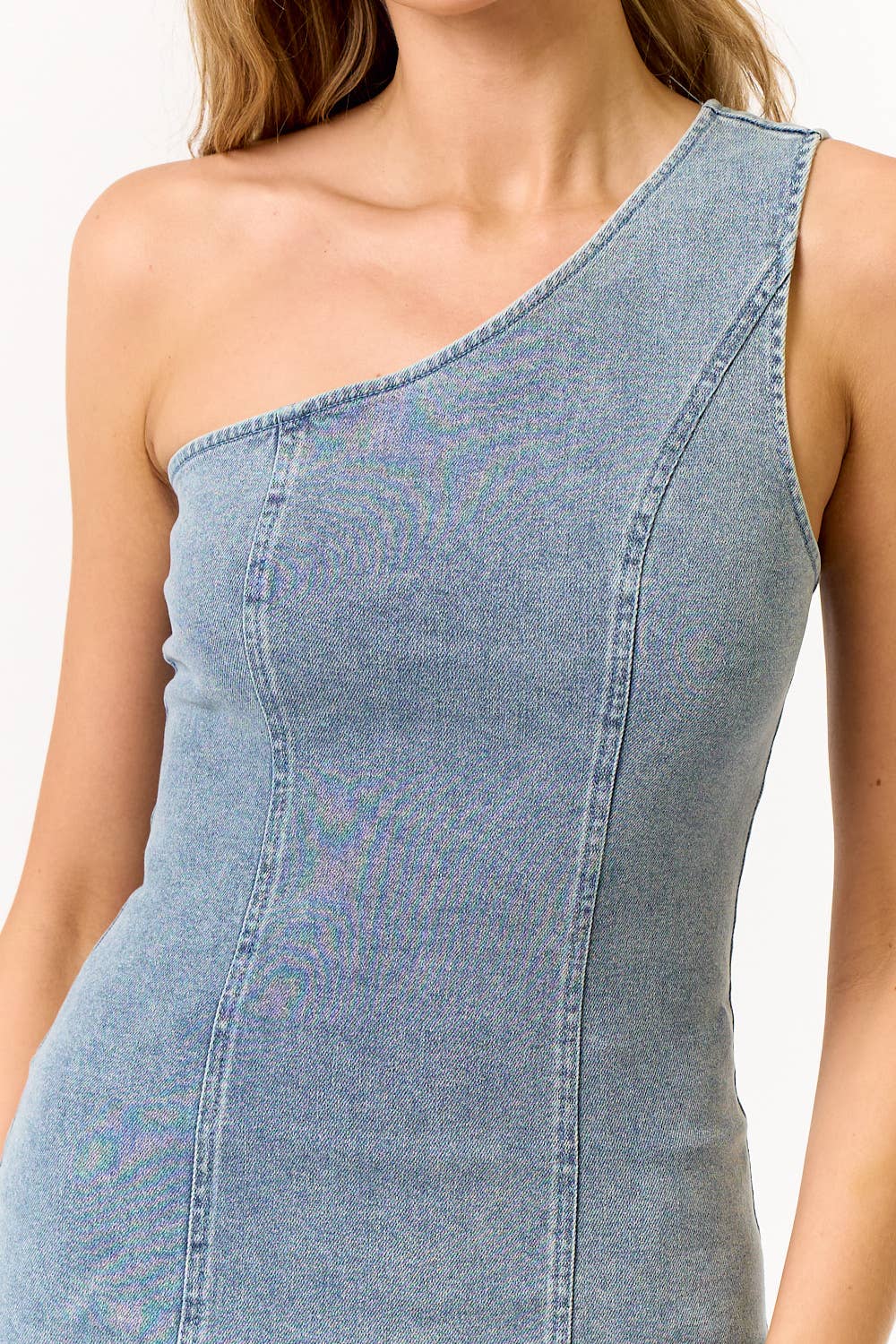 Denim One Shoulder Top