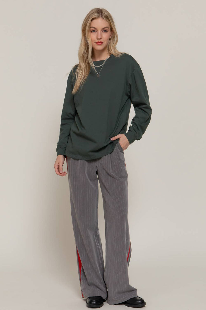 Long Sleeve Round Neck Cotton Tee