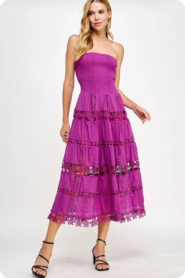 Eyelet Lace Tube Dress Violet / Small Eyelet Lace Tube Dress Violet / Small