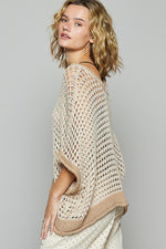 Oversize V-Neck Short Sleeve Peace Sign Sweater