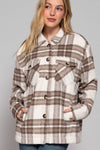 Long Sleeve Inside Faux Fur Brushed Plaid Jacket