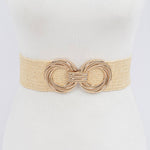 Metal OO Buckle Stretch Straw Belt