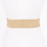 Metal Buckle Elastic Faux Straw Belt