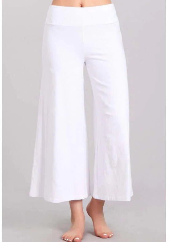 Mineral Washed Cropped Leg Pants - White