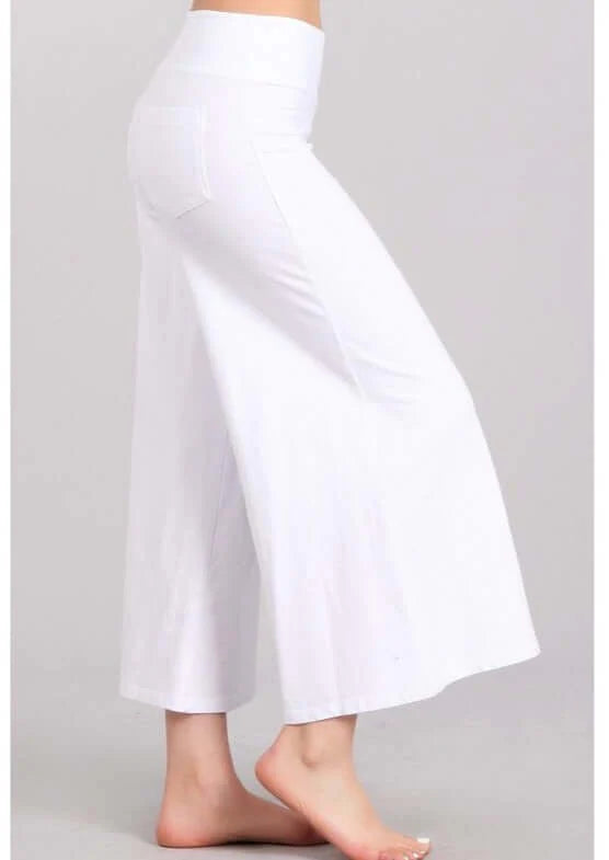 Mineral Washed Cropped Leg Pants - White