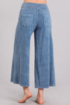 Mineral Washed Cropped Leg Pants - Light Denim