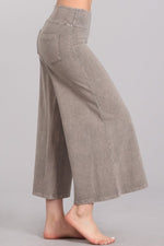 Mineral Washed Cropped Leg Pants - Stone