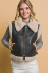 Faux Leather Shearling Vest