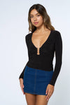 Trim Knit Long Sleeve Top