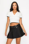 Collared V-Neck Sweater Crop Top