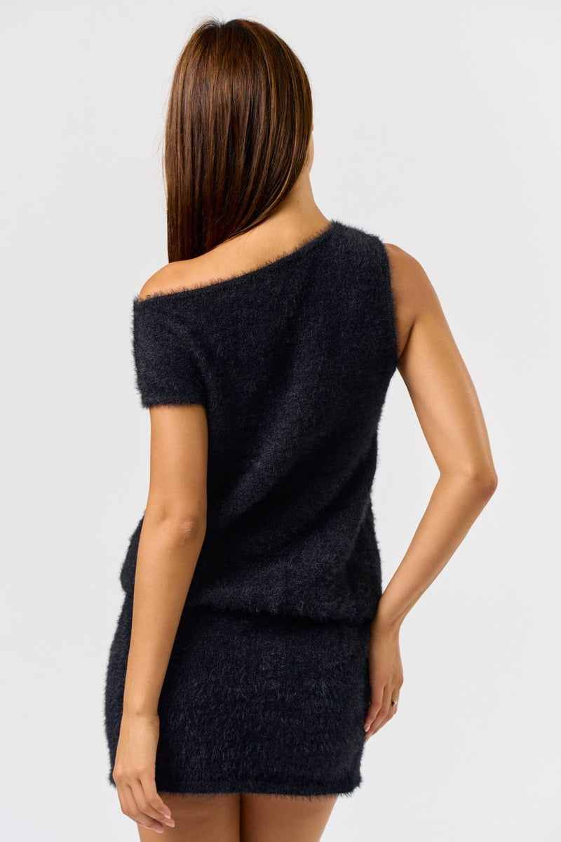 One Shoulder Sweater Knit Dress