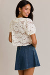 Puff Short Sleeve V-Neck Ruffle Top