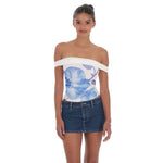 Floral Mesh Off Shoulder Top