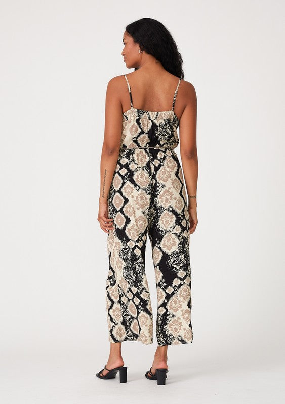 Printed Spaghetti Strap Wide Leg Jumpsuit