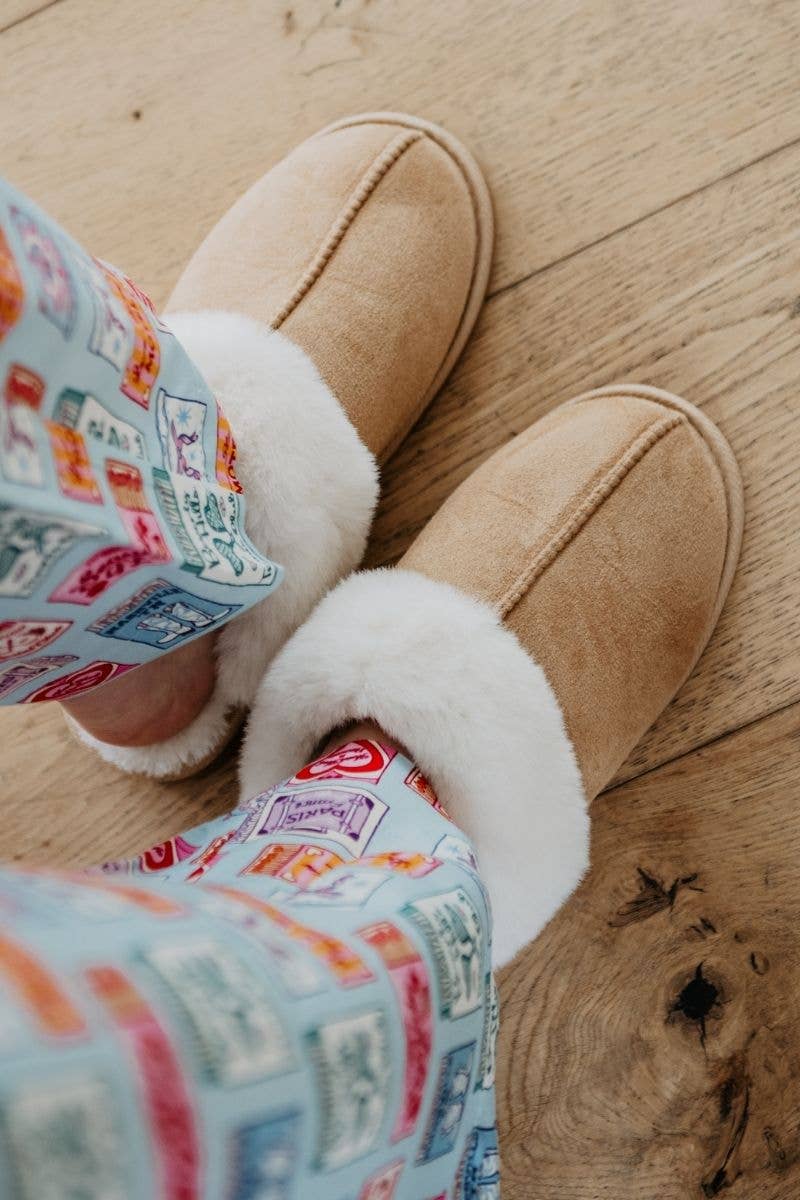 Sand Faux Fur Slip-On Slippers