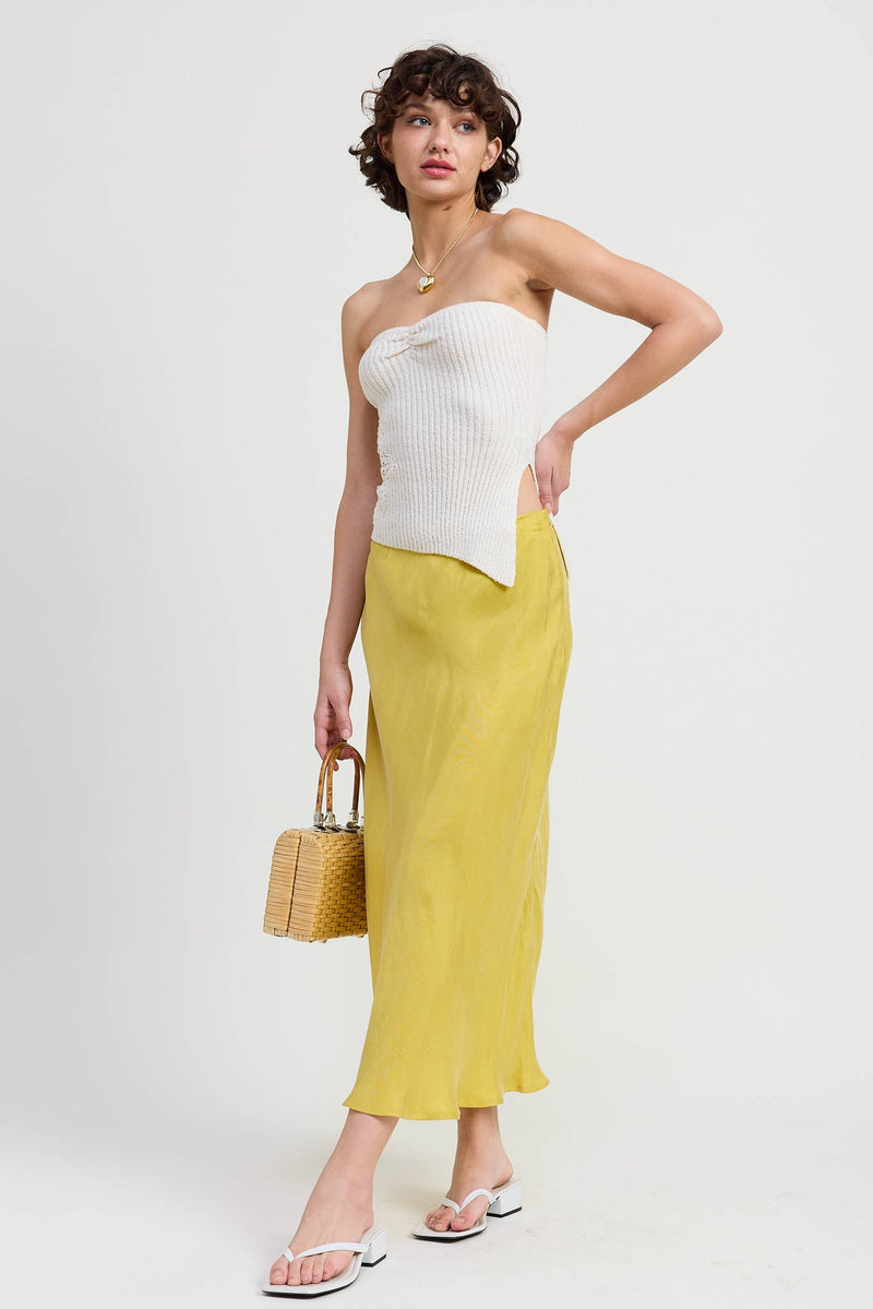 Ribbed Asymmetrical Hem Tube Top