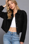 Long Sleeve with Front Patch Pocket Faux Suede Short Jacket