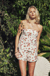 Chili Print Strapless Tie Back Top