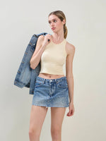 Embellished Denim Mini Skirt