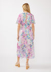 Watercolor Flower Short Sleeve Scarf Maxi Dress