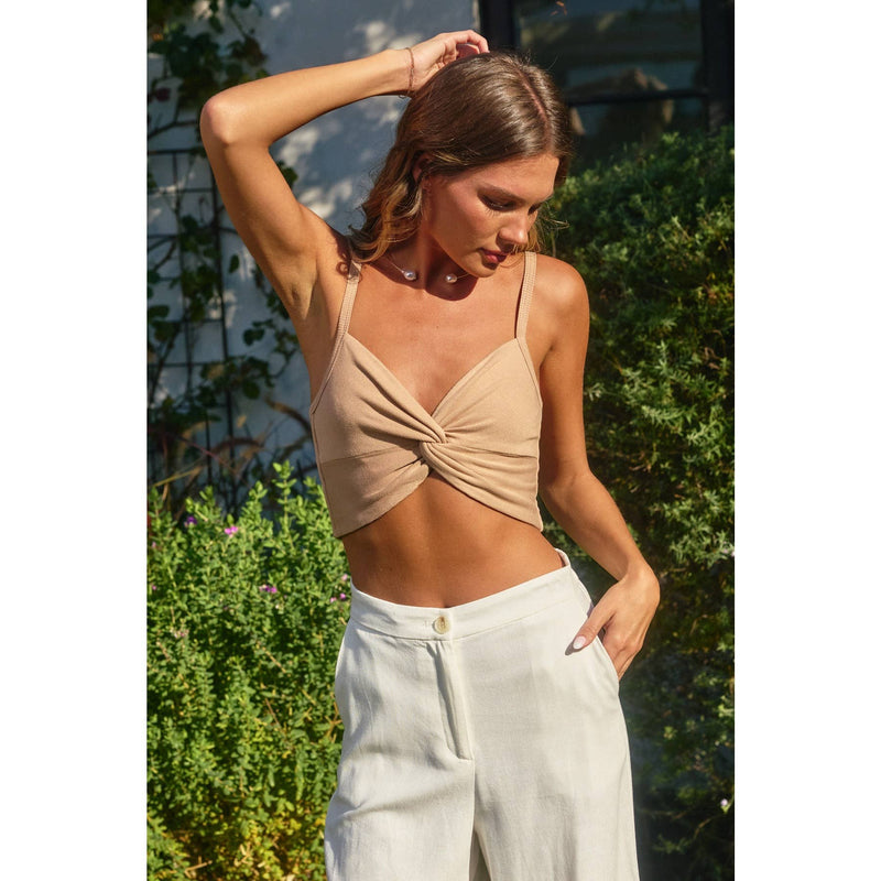 Micro Rib Twist And Shout Crop Top