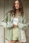 Lace Patch Button Down Shacket