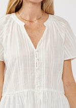 V-Neck Flutter Button Front Top