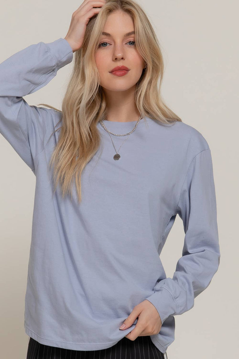 Long Sleeve Round Neck Cotton Tee