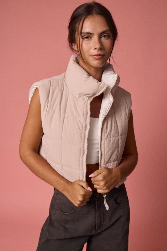 Reversible Cropped Puffer Vest
