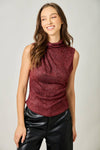 Sleeveless Shimmering Mock Neck Top