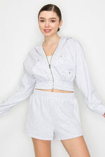 Hoodie Zip Up Pocketed Crop Jacket