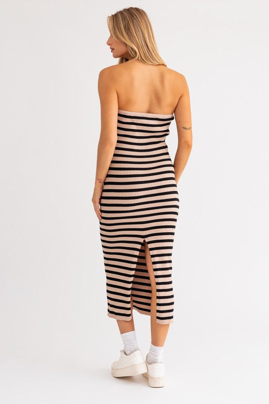 Tube Stripe Ribbed Dress